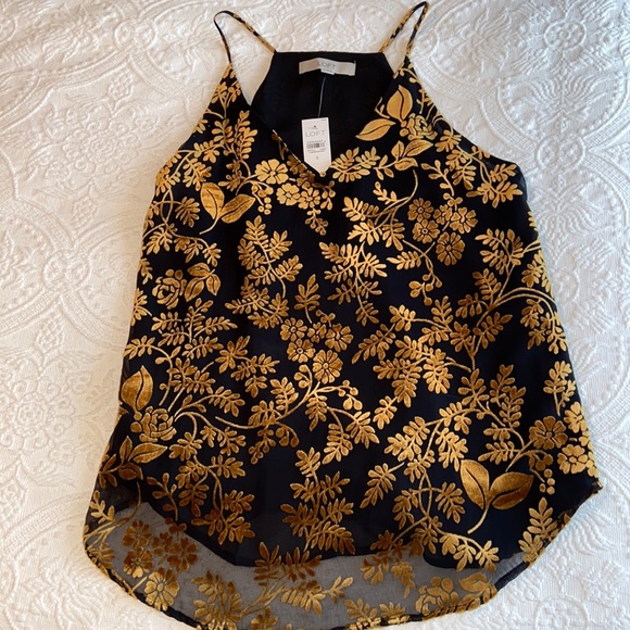 LOFT Tops - NWT LOFT velvet copper floral shell size Small